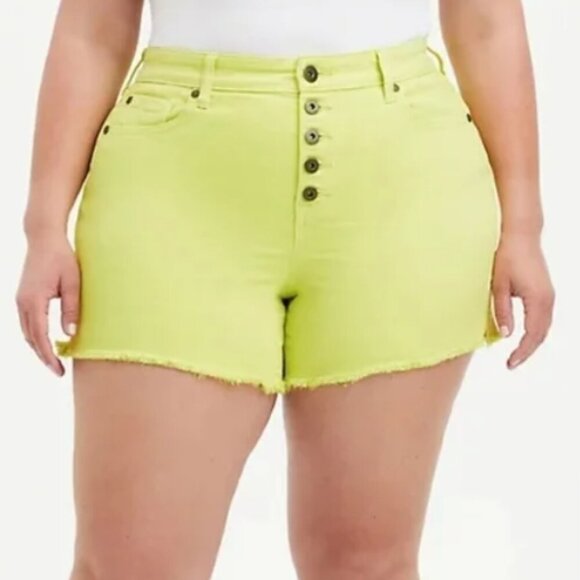 Torrid 5 Inch Vintage Stretch High-Rise Short - Sunny Lime - Picture 2 of 4